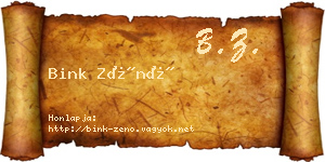 Bink Zénó névjegykártya
